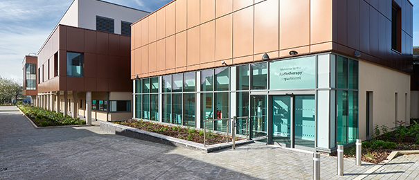 An image of the exterior of the Radiotherapy entrance in the Dyson Cancer Centre