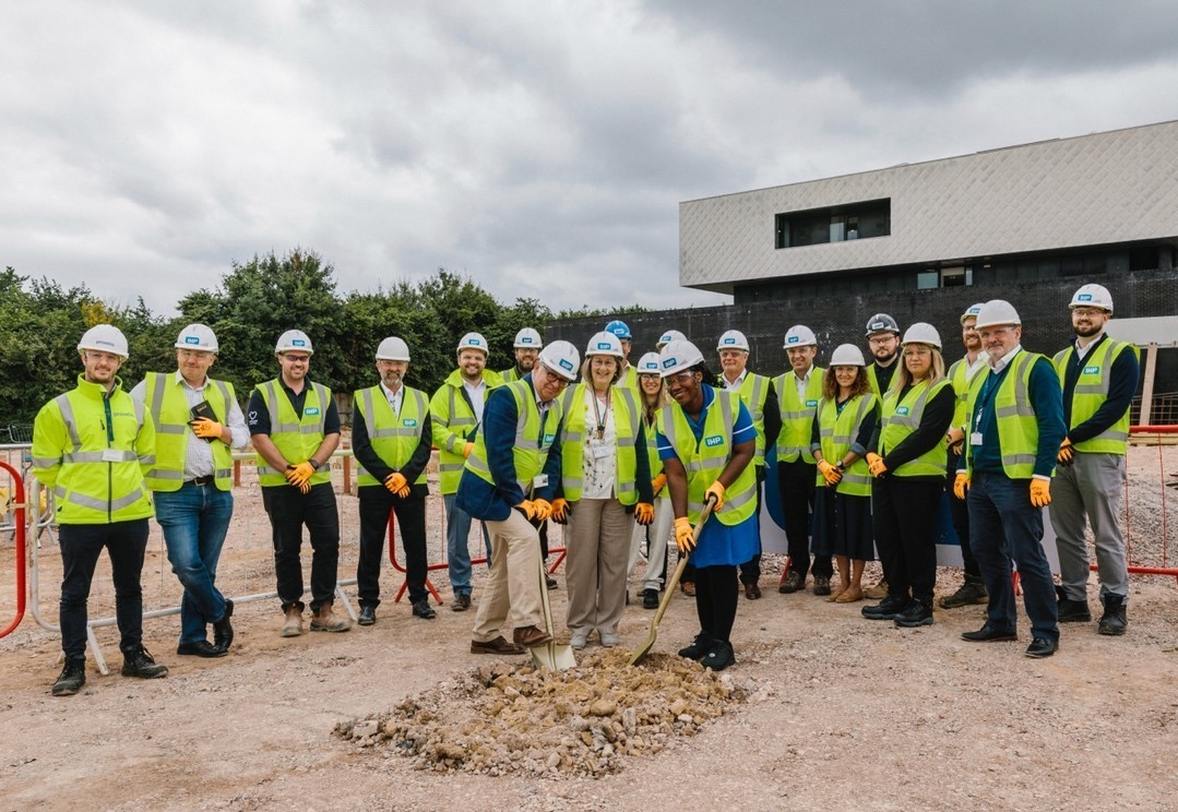 Breaking Ground - Attendees included Russell Flowers, Regional Director at Vinci Building and IHP; Alison Ryan, Royal United Hospitals Bath Chair; Portia Akuffo, Senior Staff Nurse at Sulis Hospital; and Jeremy Boss, Sulis Hospital Chair. 